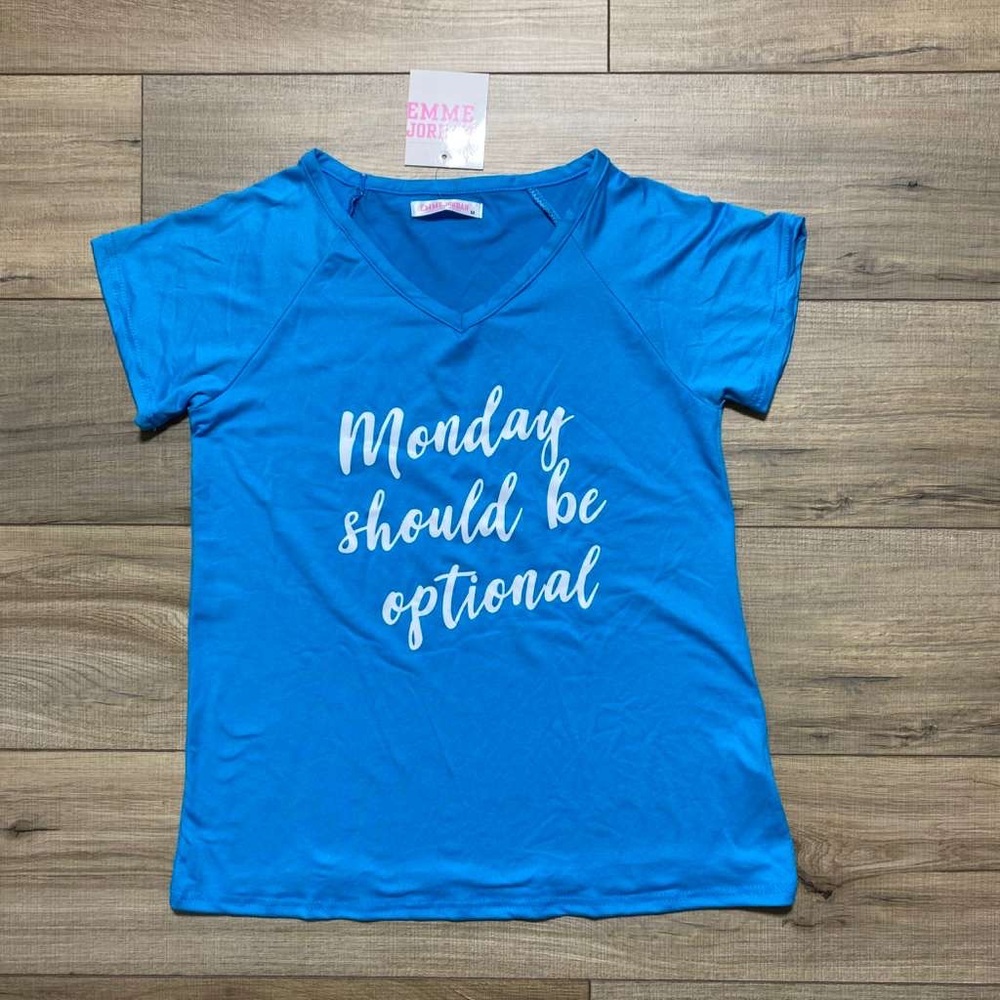 Emme Jordan Womens Mondays Should Be Optional Short Sleeve Graphic Tee‎ M